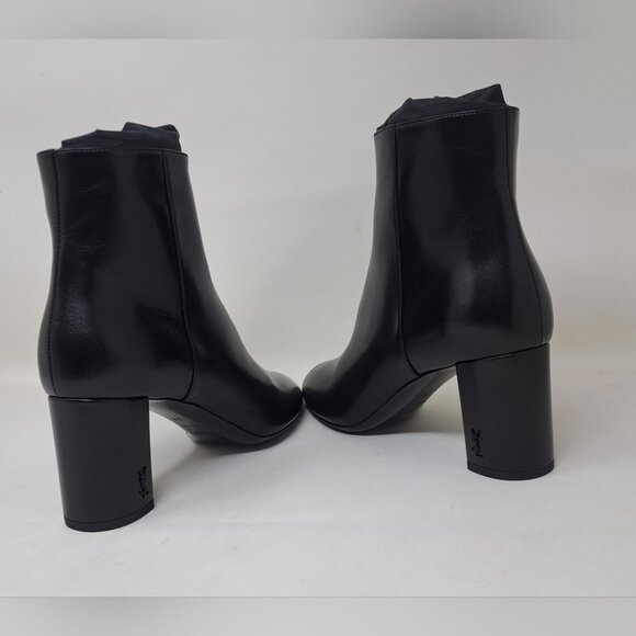 NWT Saint Laurent Paris LouLou 70 Zip Booties Ankle Boots Black Leather 38EU 8US - Picture 9 of 16